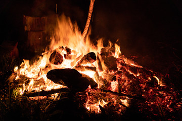 Night campfire with available space at left side.