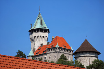 Obraz premium Top view of Smolenice Castle in the summer near the town of Smolenice, Slovakia