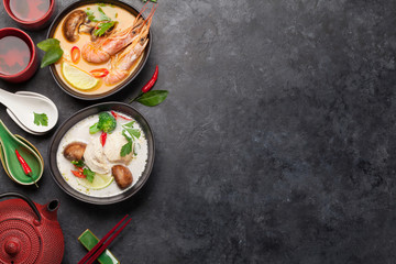 Tom Yum and Tom Kha traditional thai soups