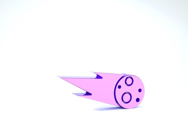 Purple Comet falling down fast icon isolated on white background. 3d illustration 3D render © vector_v