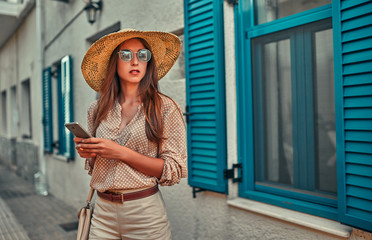 Young girl tourist travels