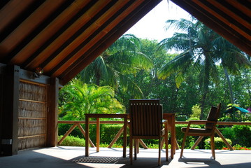 Garden house in tropical garden