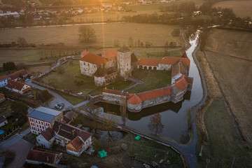 Svihov castle was besieged by Hussite wars, the garrison surrendered after their water moats were...