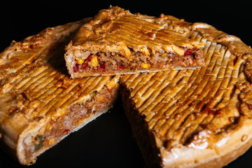 Quiche with meat and vegetables