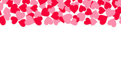 Frame of falling red and pink hearts. Vector illustration
