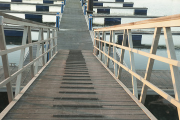Access to Pantalan from an empty marina in winter lonely urban or marine landscape of non-tourist time