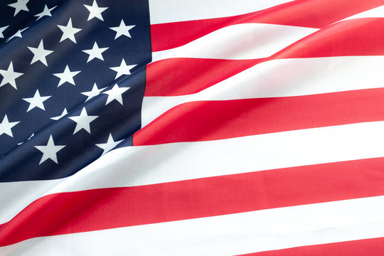 Flag of USA with copy space. Concept of the patriotic holidays: presidents, mlk, independence, memorial, veteran, labor, columbus