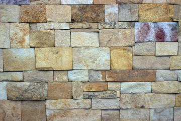  Stonework of rectangular stones in gray-brown tones. Retro style murals