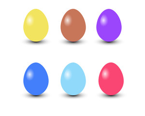 Set of colored Easter eggs on a white background