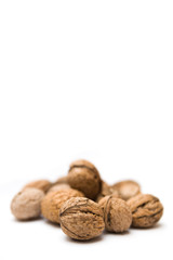 Group of walnuts isolated on white background