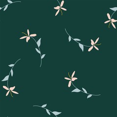 floral and leaves seamless vector pattern