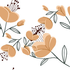 Fashionable cute pattern in nativel flowers. Floral seamless background for textiles, fabrics, covers, wallpapers, print, gift wrapping or any purpose.