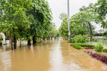 Flooded residence in somewhere at Jakarta city