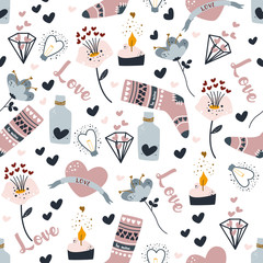 seamless pattern with love icons on a white background - vector illustration, eps