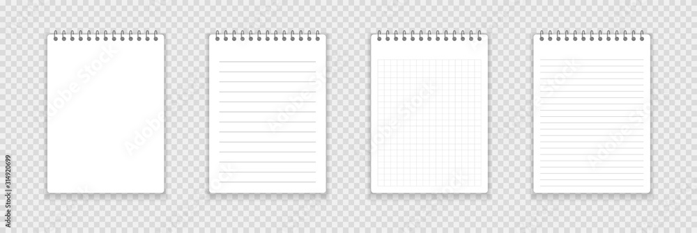 Wall mural realistic notebook or notepad with binder isolated. memo note pad or diary with lined and squared pa