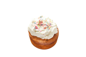 Easter cake with whipping cream cheese or icing isolated  white background