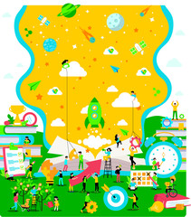 Obraz premium the working process. working atmosphere. mechanisms. space. rocket launch. knowledge.