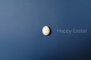 Happy easter decoration background, white eggs. Easter card with copy space. Top view