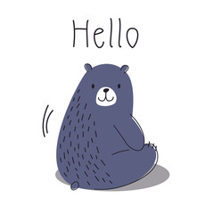 Cute cartoon bear says 