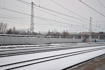 winter view from the platform of the railway station