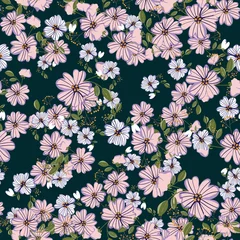 Fototapeten Fashionable cute pattern in nativel flowers. Floral seamless background for textiles, fabrics, covers, wallpapers, print, gift wrapping or any purpose. © WI-tuss