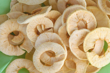 Organic apple dried fitness chips. A popular tasty and fresh healthy product. Healthy, dietary, low-calorie and tasty snack.