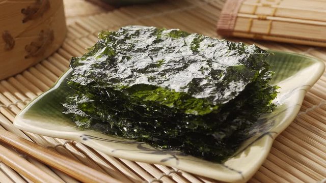 Delicious toasted seaweed and sesame snacks.
