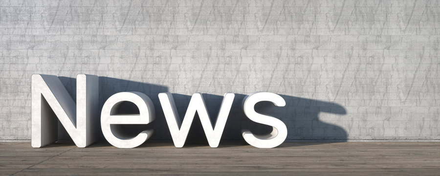 News With Empty Space on Left Side. 3D Rendering