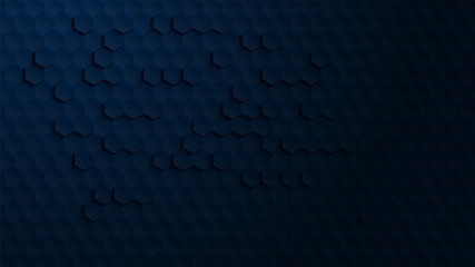 3d hexagons on dark blue gradient background. Use for modern design, cover, template, decorated, brochure, flyer.