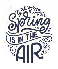 Spring time lettering greeting card. Fun season slogan. Typography poster or banner for promotion and sale design. Calligraphy print. Vector