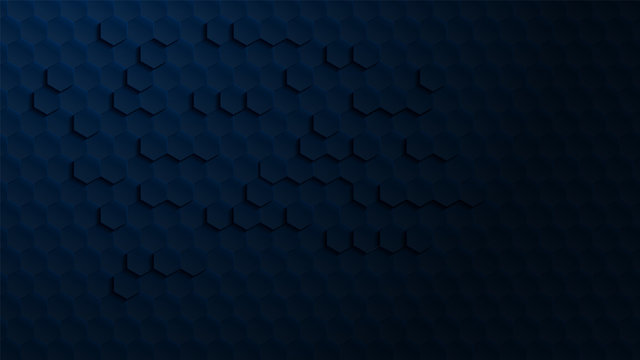 3d hexagons on dark blue gradient background. Use for modern design, cover, template, decorated, brochure, flyer. © gunayaliyeva