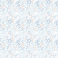 Abstract seamless pattern of sticks and arcs. Simple geometric shapes randomly arranged on canvas.