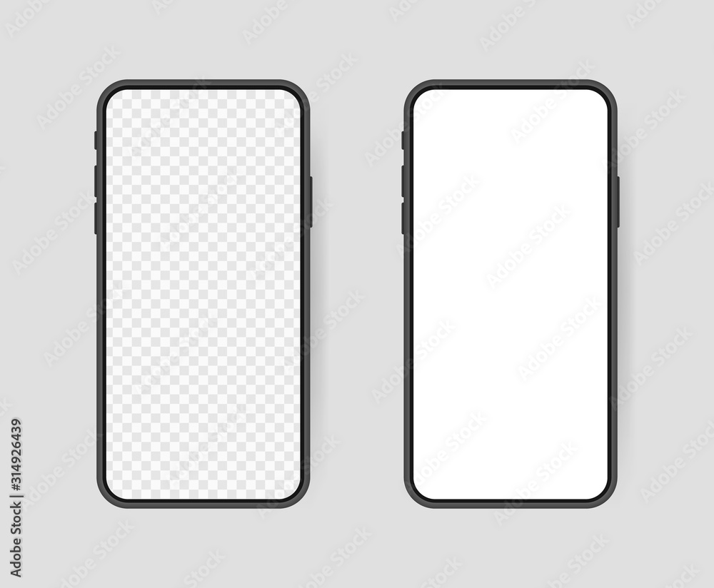 Poster set realistic smartphone blank screen, phone mockup. template for infographics or presentation ui de