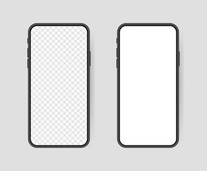 Set realistic smartphone blank screen, phone mockup. Template for infographics or presentation UI design interface
