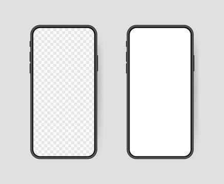 Set realistic smartphone blank screen, phone mockup. Template for infographics or presentation UI design interface