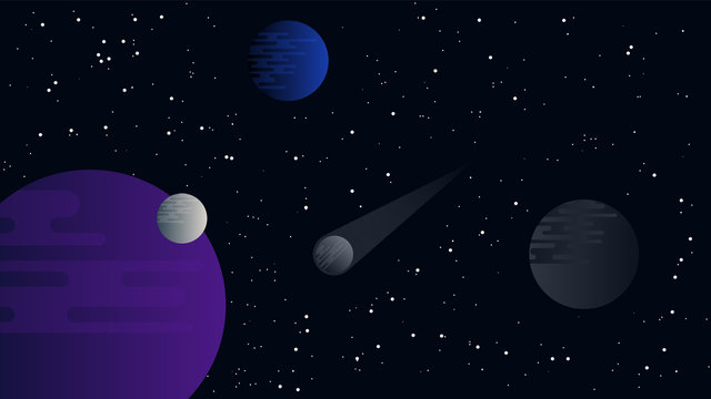 Space illustration of planets with colorful stars. Use for modern design, cover, template, decorated, brochure, flyer.