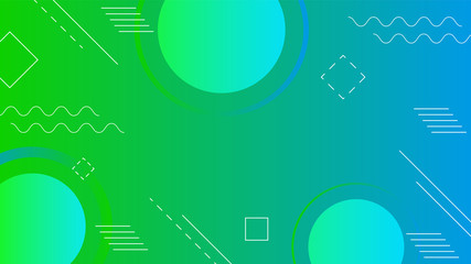 Abstract circles in green gradient background with turquoise lines. Use for modern design, cover, template, decorated, brochure, flyer.
