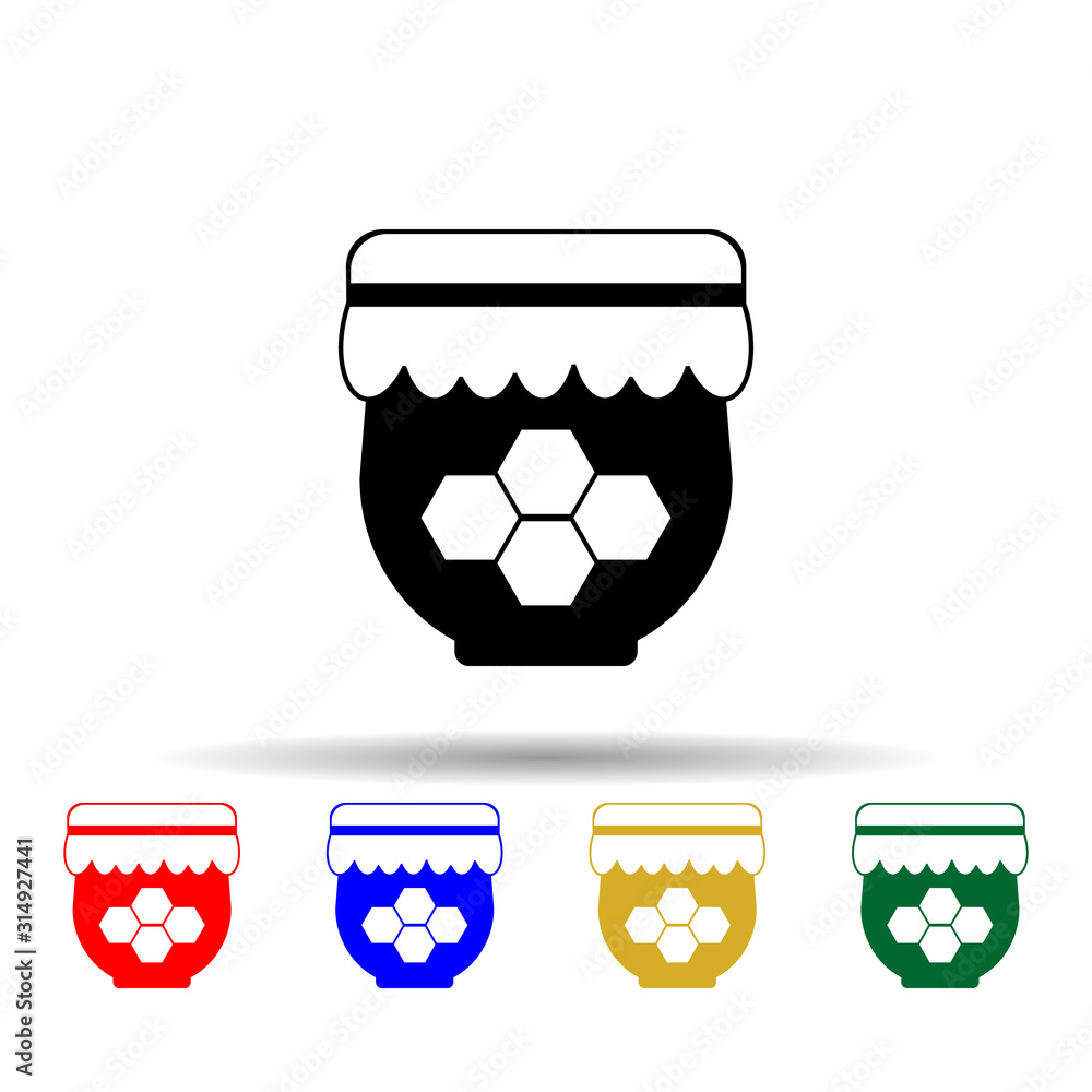 Poster organic honey in jar multi color style icon. simple glyph, flat vector of beekeeping icons for ui an