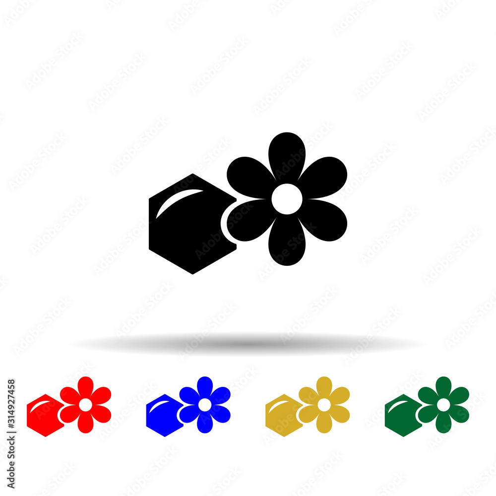 Poster honey and flower multi color style icon. simple glyph, flat vector of beekeeping icons for ui and ux