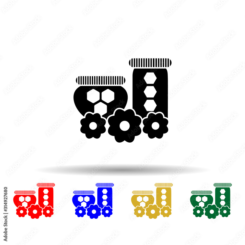 Aufkleber organic honey in jars multi color style icon. simple glyph, flat vector of beekeeping icons for ui a