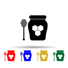 organic honey in jar multi color style icon. Simple glyph, flat vector of beekeeping icons for ui and ux, website or mobile application
