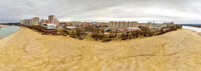 sandy beaches of the Kuban River l at the western edge of the city of Krasnodar in southern Russia...