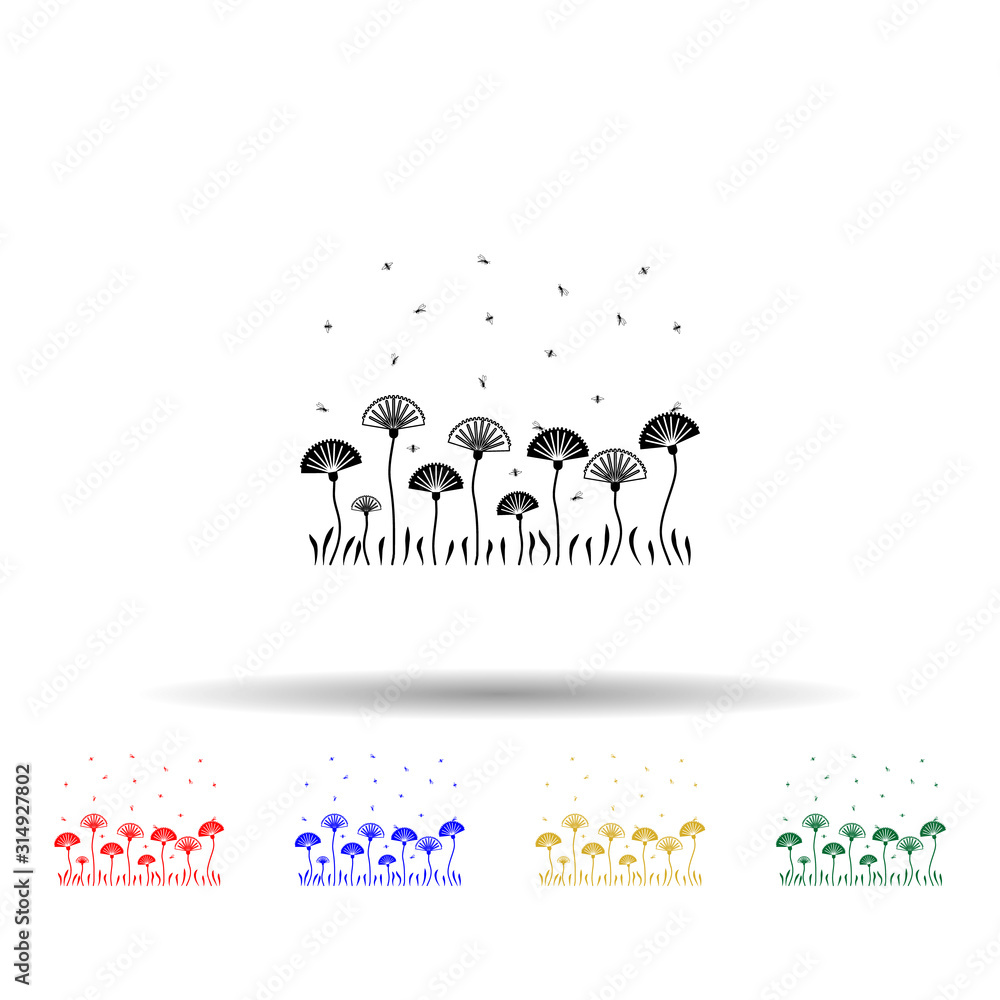 Aufkleber bee and flowers multi color style icon. simple glyph, flat vector of beekeeping icons for ui and ux,