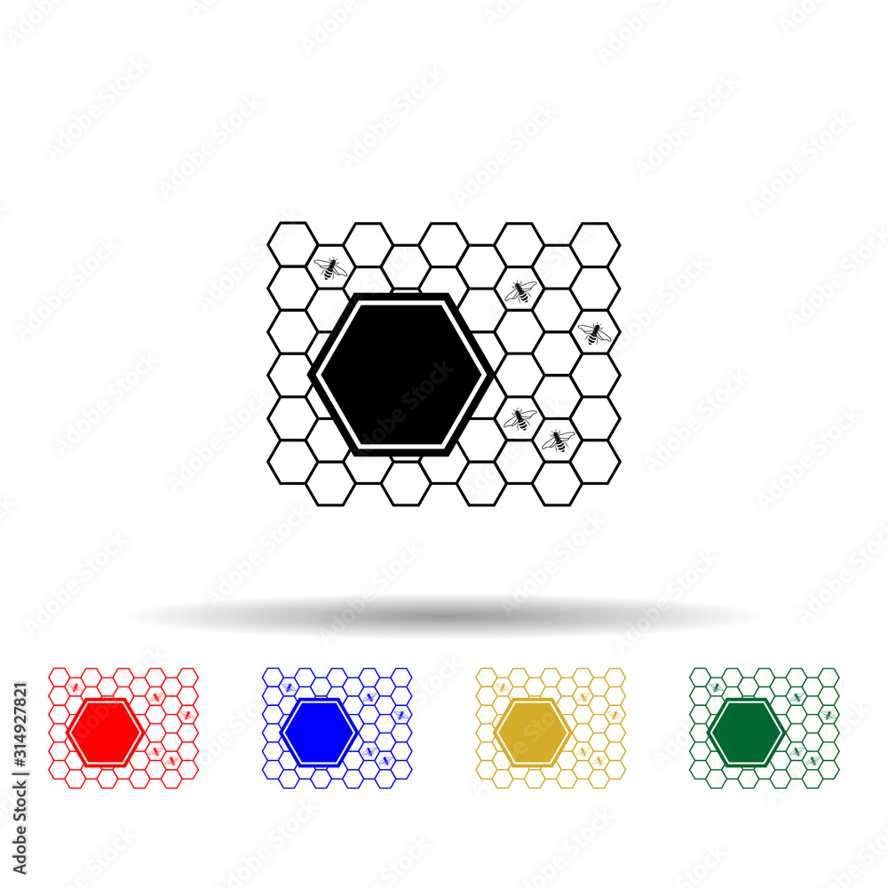 Poster beehive multi color style icon. simple glyph, flat vector of beekeeping icons for ui and ux, website