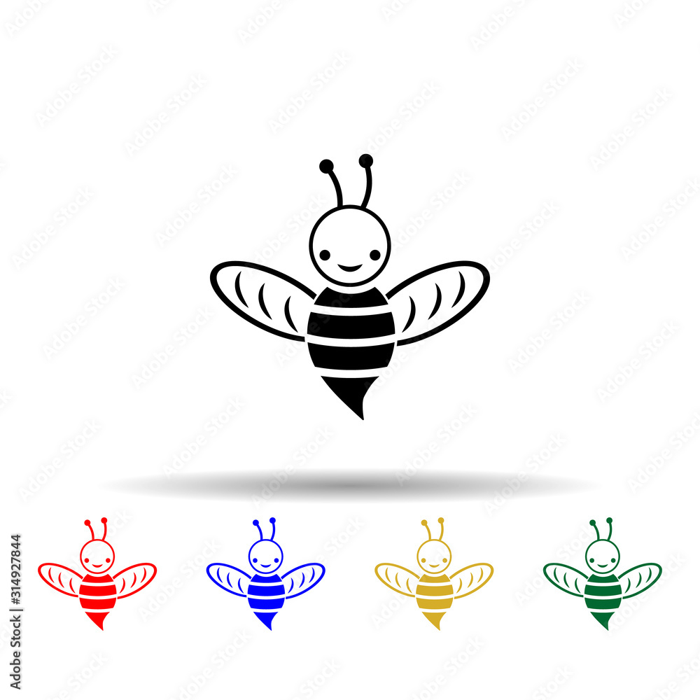 Poster cute bee multi color style icon. simple glyph, flat vector of beekeeping icons for ui and ux, websit