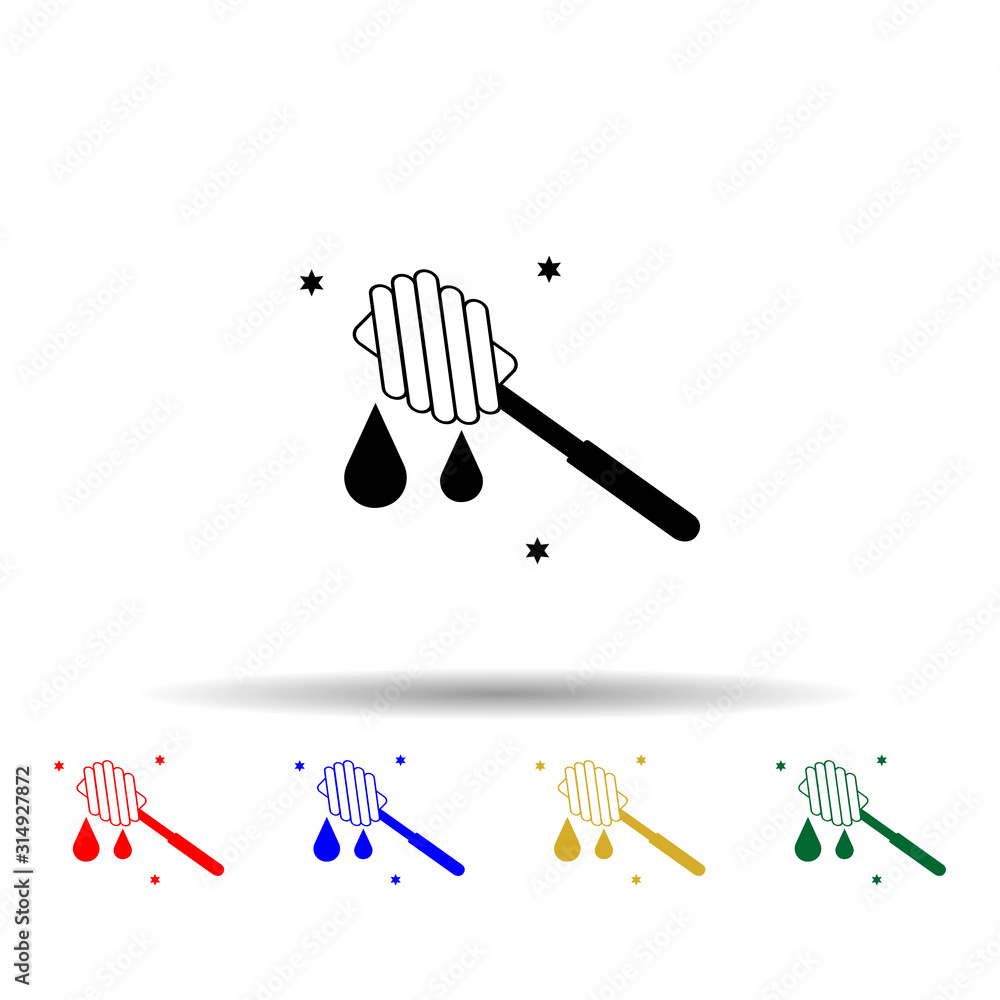 Poster honey on stick multi color style icon. simple glyph, flat vector of beekeeping icons for ui and ux, 