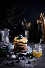 Chocolate ombre pancakes.dark photo