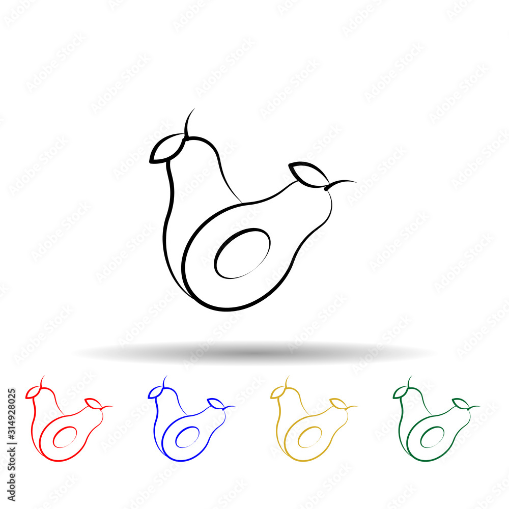 Poster avocado multi color style icon. simple thin line, outline vector of dia de muertos icons for ui and 