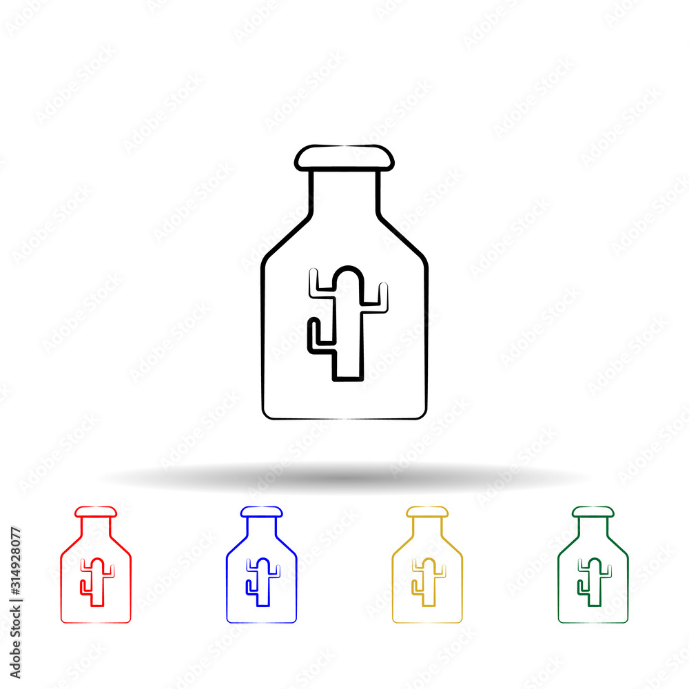 Aufkleber cactus drink multi color style icon. simple thin line, outline vector of dia de muertos icons for ui