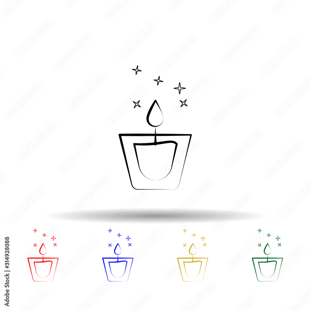 Poster candle multi color style icon. simple thin line, outline vector of dia de muertos icons for ui and u
